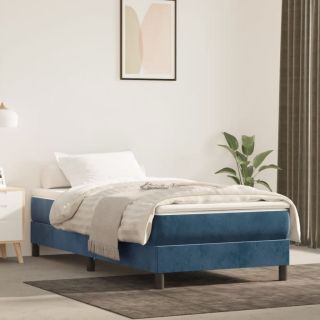 Voodiraam ilma Madratsita Tumesinine 90x190 cm samet