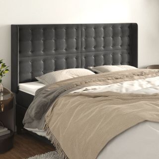 voodipeats servadega, tumehall, 203x16x118/128 cm, samet