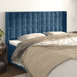 voodipeats servadega, tumesinine, 203x16x118/128 cm, samet