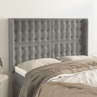 voodipeats servadega, helehall, 147x16x118/128 cm, samet