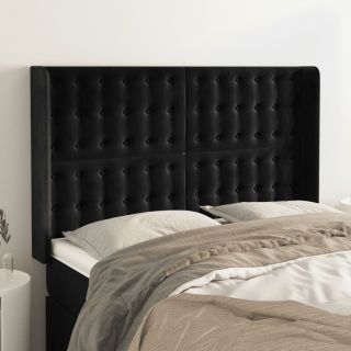 voodipeats servadega, must, 147x16x118/128 cm, samet