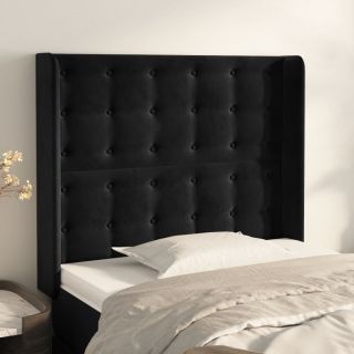 voodipeats servadega, must, 93x16x118/128 cm, samet