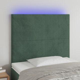LED-voodipeats, tumeroheline, 90x5x118/128 cm, samet