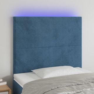 LED-voodipeats, tumesinine, 90x5x118/128 cm, samet