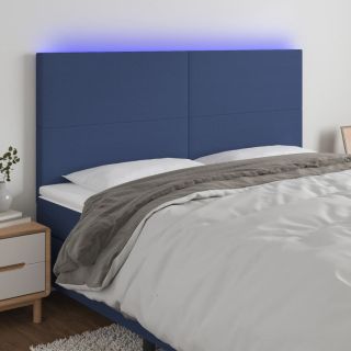 LED-voodipeats, sinine, 200x5x118/128 cm, kangas