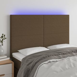 LED-voodipeats, tumepruun, 144x5x118/128 cm, kangas