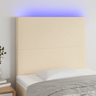 LED-voodipeats, kreemjas, 80x5x118/128 cm, kangas
