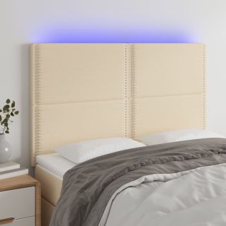 LED-voodipeats, kreemjas, 144x5x118/128 cm, kangas