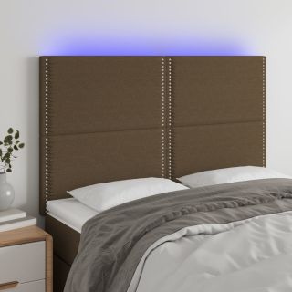 LED-voodipeats, tumepruun, 144x5x118/128 cm, kangas