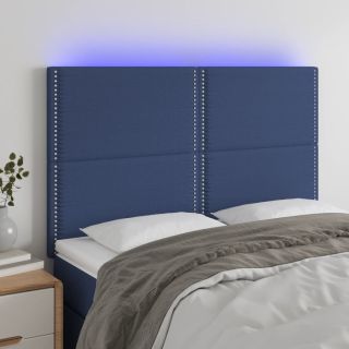 LED-voodipeats, sinine, 144x5x118/128 cm, kangas
