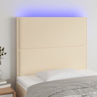 LED-voodipeats, kreemjas, 90x5x118/128 cm, kangas