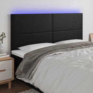LED-voodipeats, must, 200x5x118/128 cm, kunstnahk