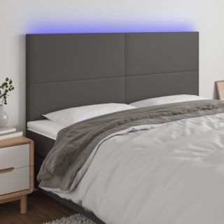 LED-voodipeats, hall, 200x5x118/128 cm, kunstnahk
