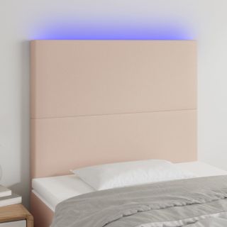 LED-voodipeats, Cappuccino, 80x5x118/128 cm, kunstnahk
