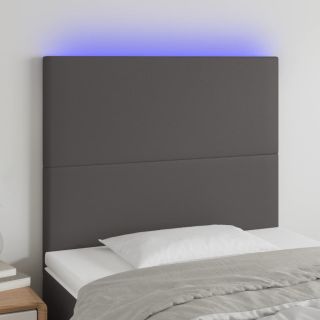 LED-voodipeats, hall, 100x5x118/128 cm, kunstnahk