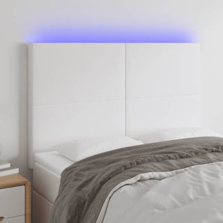 LED-voodipeats, valge, 144x5x118/128 cm, kunstnahk