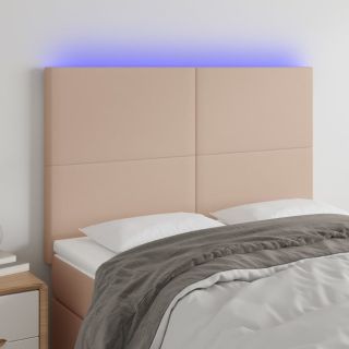 LED-voodipeats, Cappuccino, 144x5x118/128 cm, kunstnahk