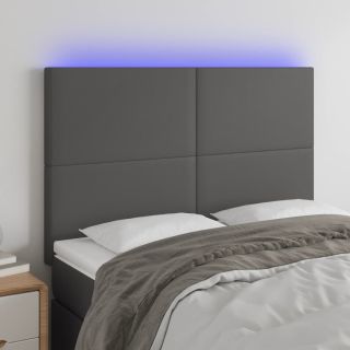 LED-voodipeats, hall, 144x5x118/128 cm, kunstnahk
