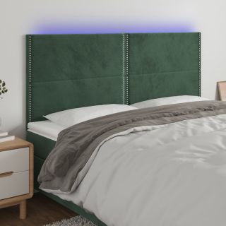 Изголовье со светодиодной подсветкой, темно-зеленое, 180x5x118/128 см, бархат