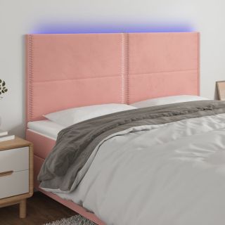 LED-voodipeats, roosa, 180x5x118/128 cm, samet