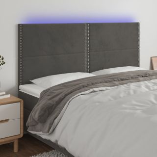 LED-voodipeats, tumehall, 200x5x118/128 cm, samet