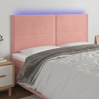 LED-voodipeats, roosa, 200x5x118/128 cm, samet