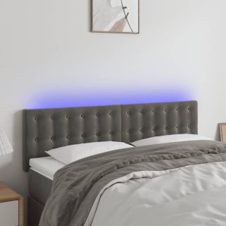 LED-voodipeats, tumehall, 144x5x78/88 cm, samet