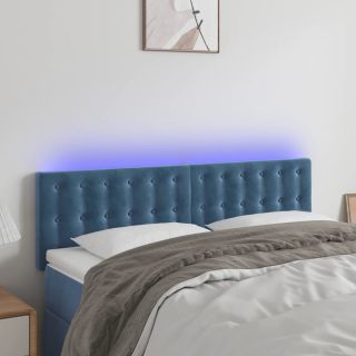 LED-voodipeats, tumesinine, 144x5x78/88 cm, samet