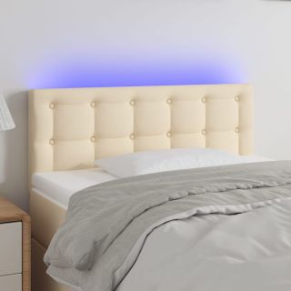 LED-voodipeats, kreemjas, 100x5x78/88 cm, kangas