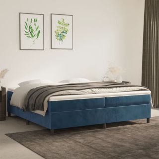 Voodiraam ilma Madratsita Tumesinine 200x200 cm samet