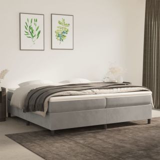 voodiraam ilma madratsita, helehall, 200 x 200 cm, samet