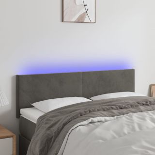 LED-voodipeats, tumehall, 144x5x78/88 cm, samet