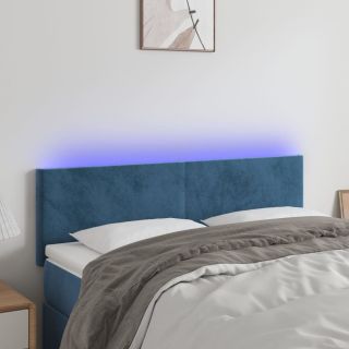 LED-voodipeats, tumesinine, 144x5x78/88 cm, samet