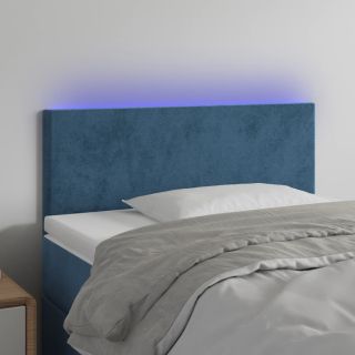 LED-voodipeats, tumesinine, 90x5x78/88 cm, samet