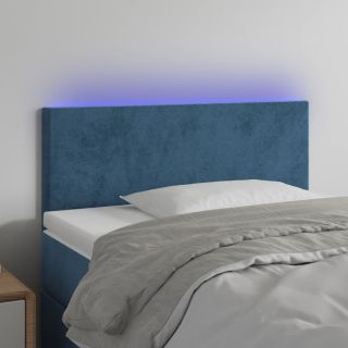 LED-voodipeats, tumesinine, 100x5x78/88 cm, samet