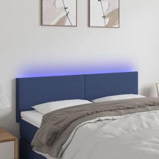 LED-voodipeats, sinine, 144x5x78/88 cm, kangas
