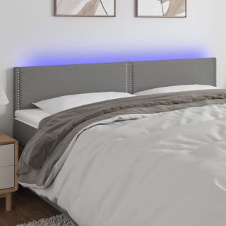 Изголовье со светодиодной подсветкой, темно-серое, 160x5x78/88 см, ткань