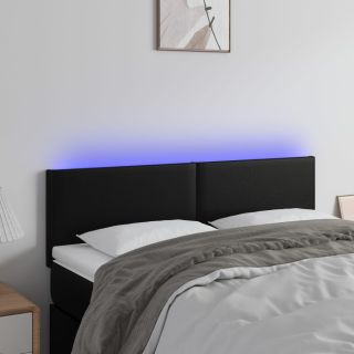 LED-voodipeats, must, 144x5x78/88 cm, kunstnahk