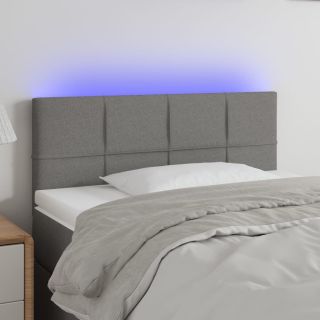 Изголовье со светодиодной подсветкой, темно-серое, 90x5x78/88 см, ткань