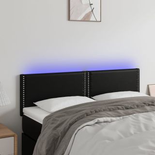LED-voodipeats, must, 144x5x78/88 cm, kunstnahk