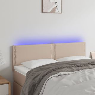 LED-voodipeats, Cappuccino, 144x5x78/88 cm kunstnahk