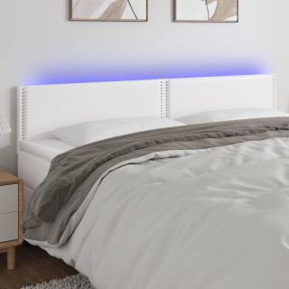 Изголовье кровати со светодиодной подсветкой, белое, 180x5x78/88 см, искусственная кожа