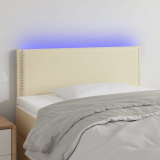 LED-voodipeats, kreemjas, 100x5x78/88 cm, kunstnahk