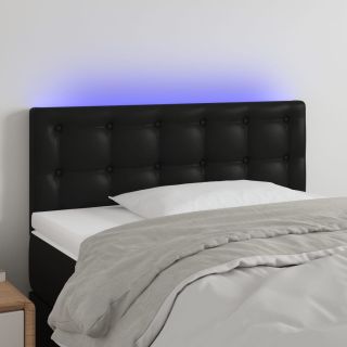 LED-voodipeats, must, 100x5x78/88 cm, kunstnahk