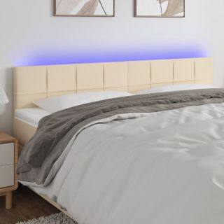 LED-voodipeats, kreemjas, 160x5x78/88 cm, kangas