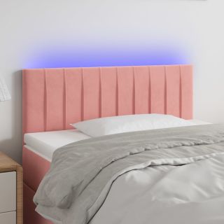 LED-voodipeats, roosa, 90x5x78/88 cm, samet
