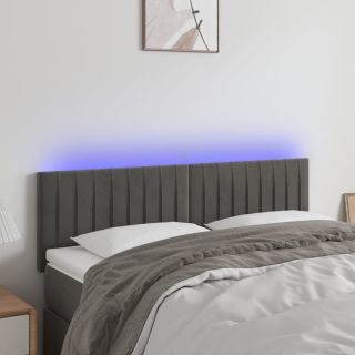 LED-voodipeats, tumehall, 144x5x78/88 cm, samet
