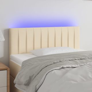LED-voodipeats, kreemjas, 100x5x78/88 cm, kangas