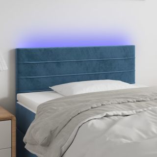 LED-voodipeats, tumesinine, 100x5x78/88 cm, samet