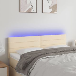 LED-voodipeats, kreemjas, 144x5x78/88 cm, kangas